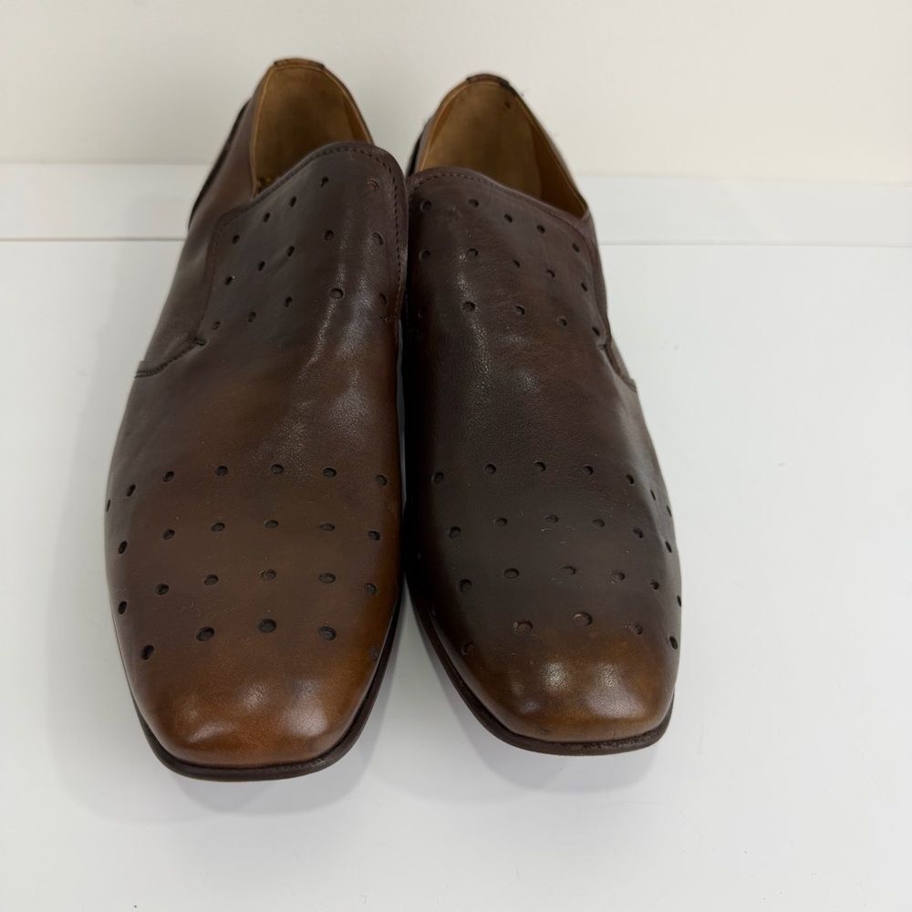 Area Forte Brown Leather Perforated Italian Loafers Dress Shoes EU 45 New - Picture 5 of 8